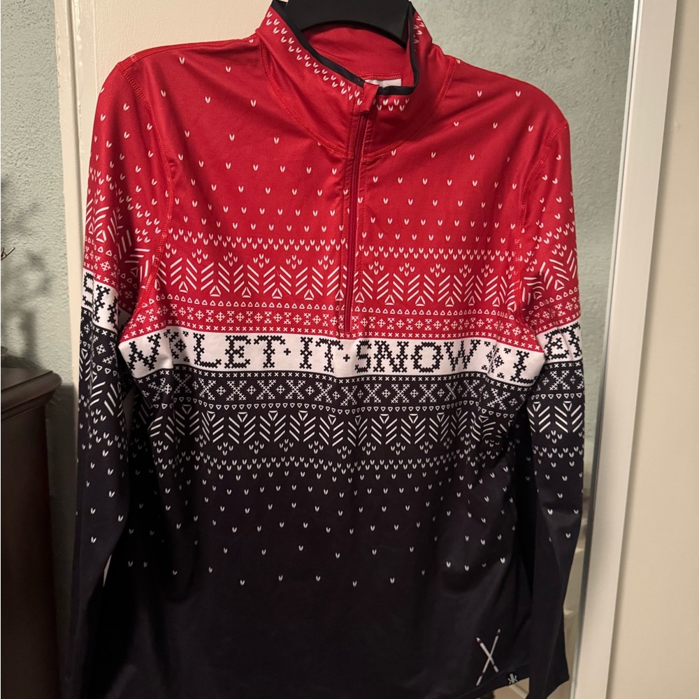 Krimson Klover Large Red and Black Quarter Zip-Up Base layer top